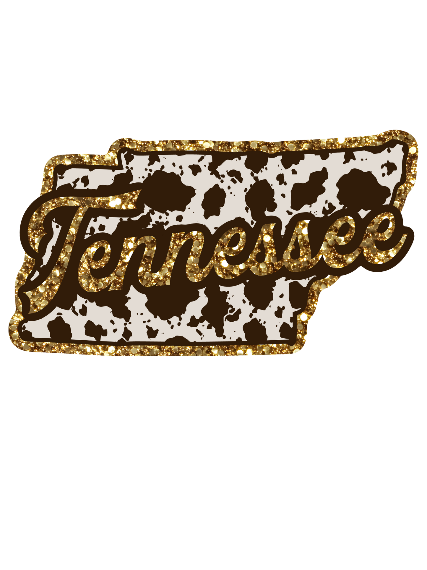 Cow Print State Sparkly Gold Outline