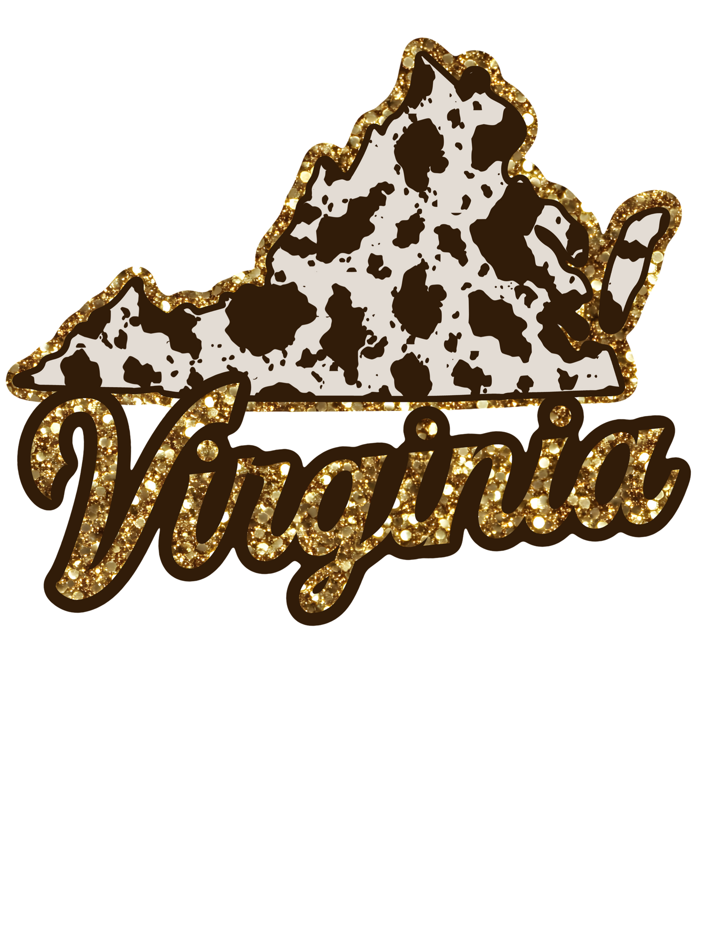 Cow Print State Sparkly Gold Outline