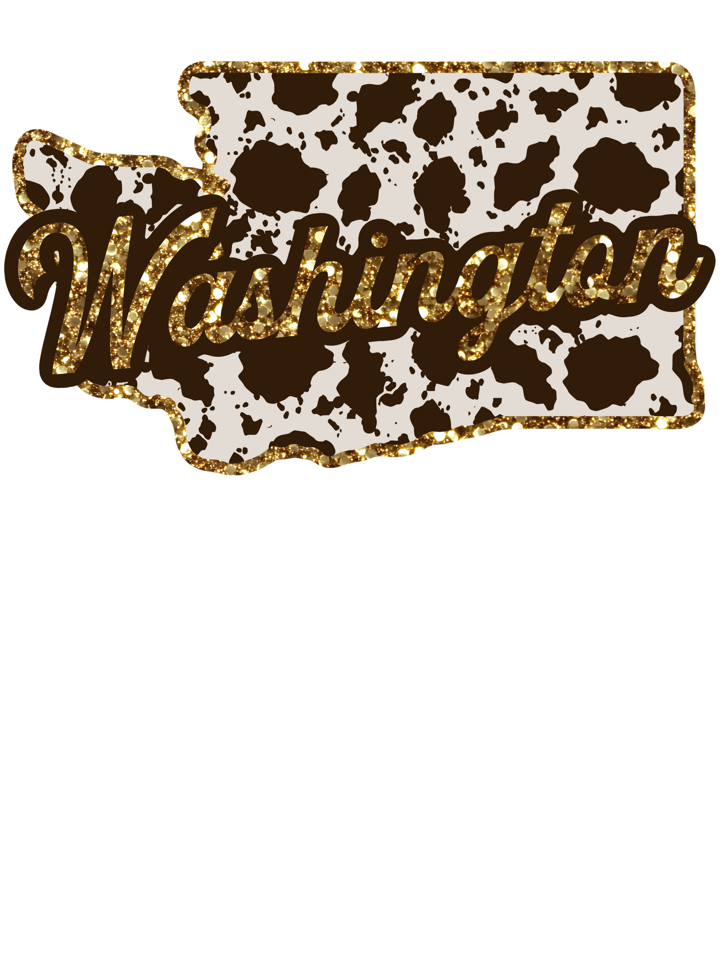 Cow Print State Sparkly Gold Outline