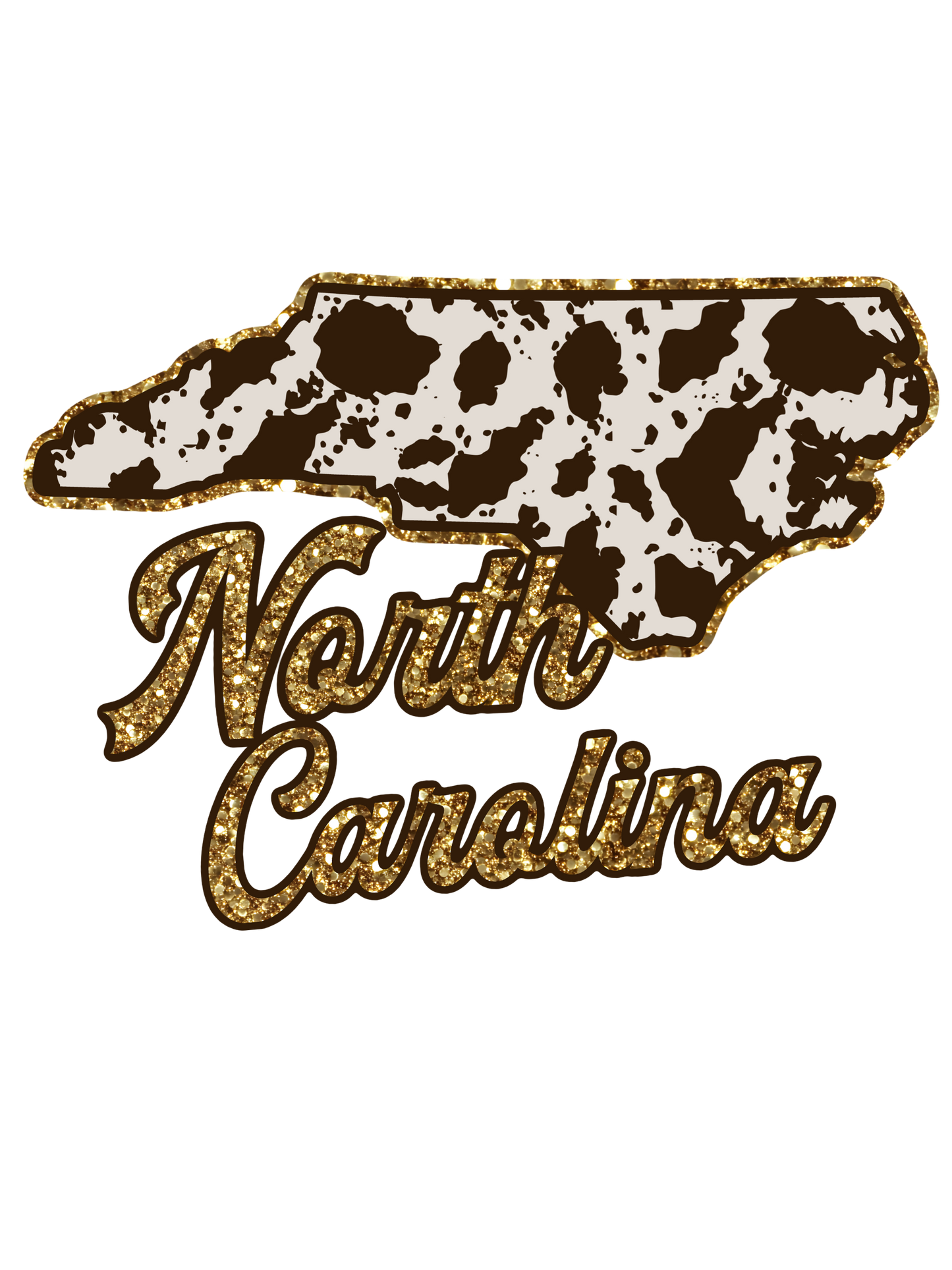 Cow Print State Sparkly Gold Outline