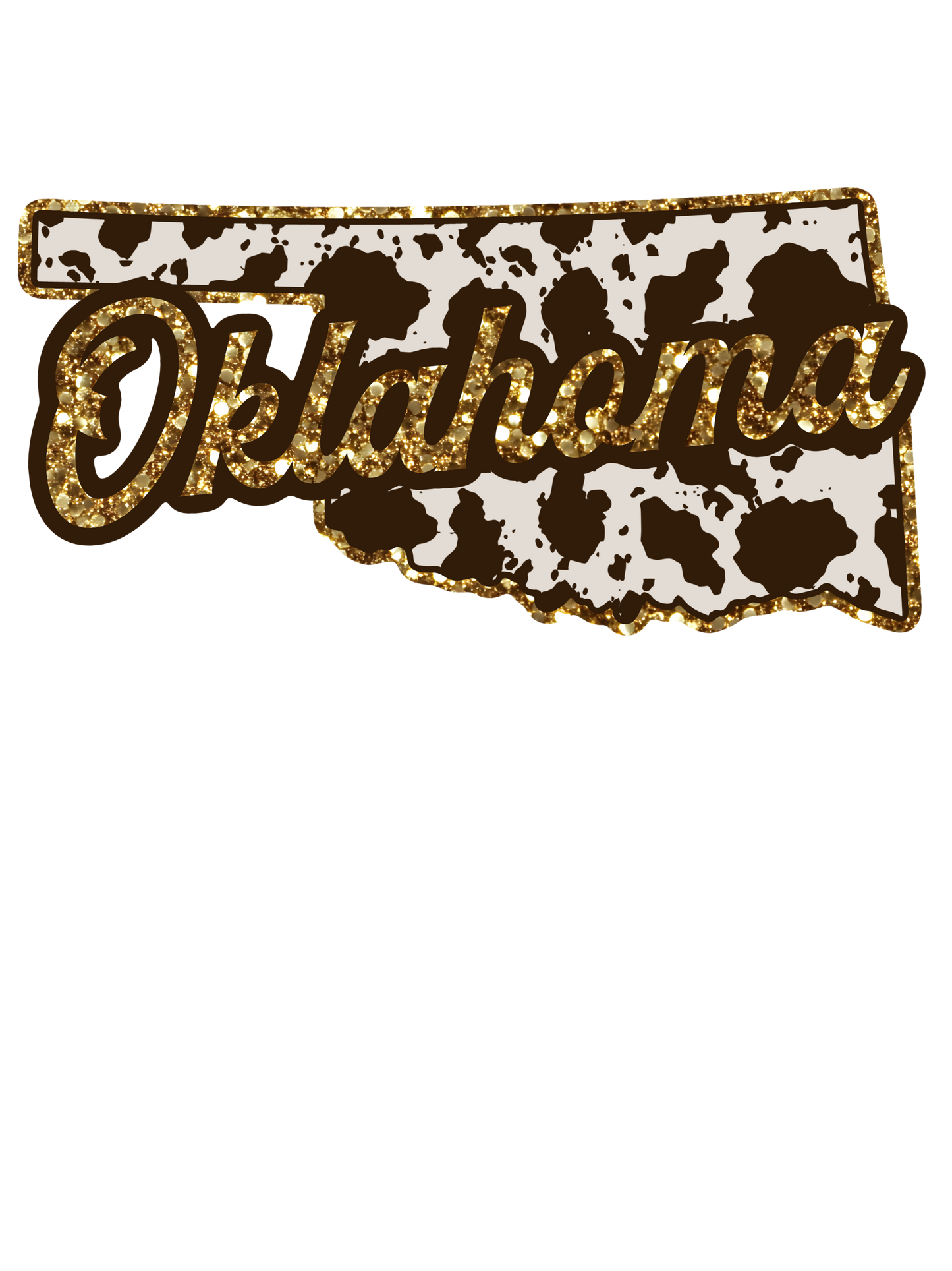 Cow Print State Sparkly Gold Outline