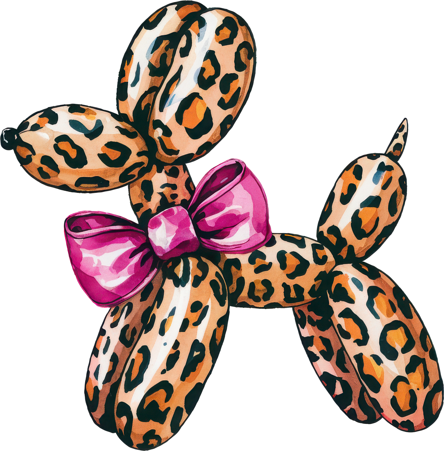 Cheetah Print Balloon Dog with Pink Bow