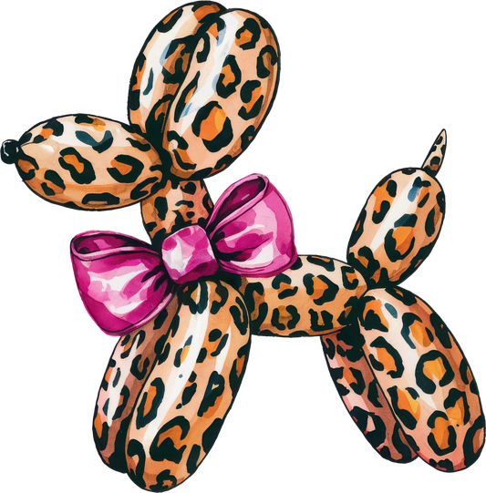 Cheetah Print Balloon Dog with Pink Bow