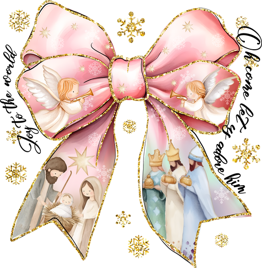 Joy To The World Christmas Bow