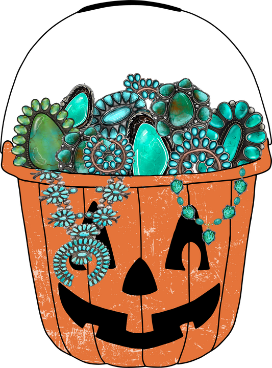 Turquoise Jewels Trick Or Treat Halloween Bucket
