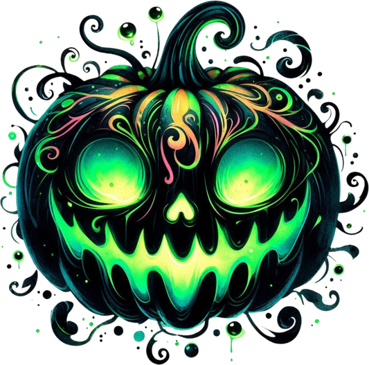 Black & Neon Green Jack O Lantern