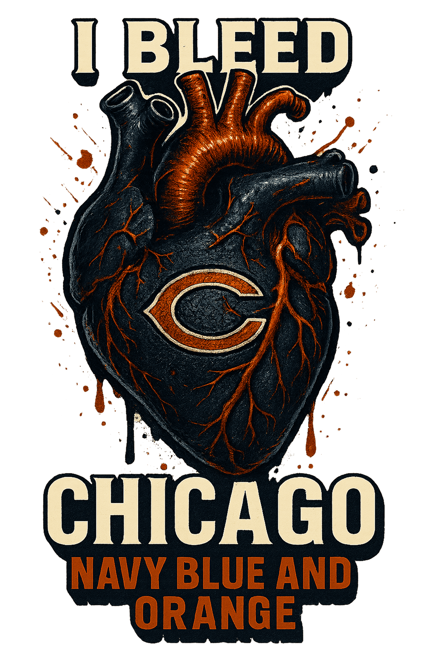 I Bleed Navy Blue & Orange  - Chicago