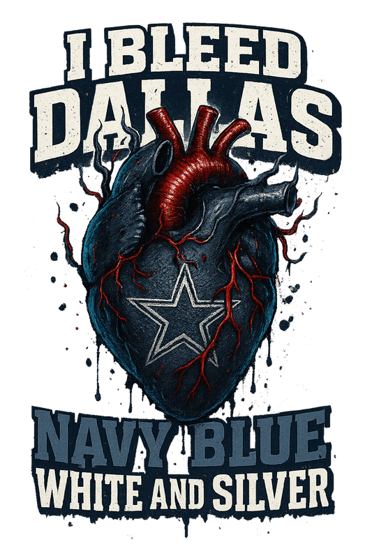 I Bleed Navy Blue White & Silver - Dallas