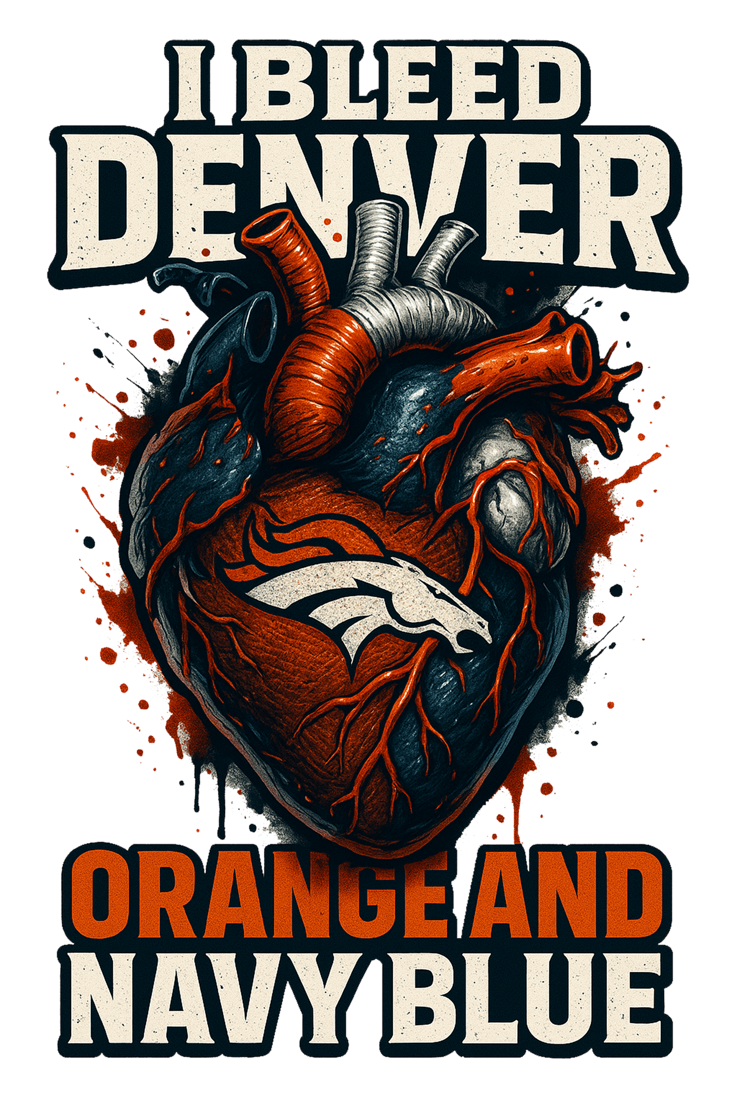 I Bleed Orange & Navy Blue - Denver