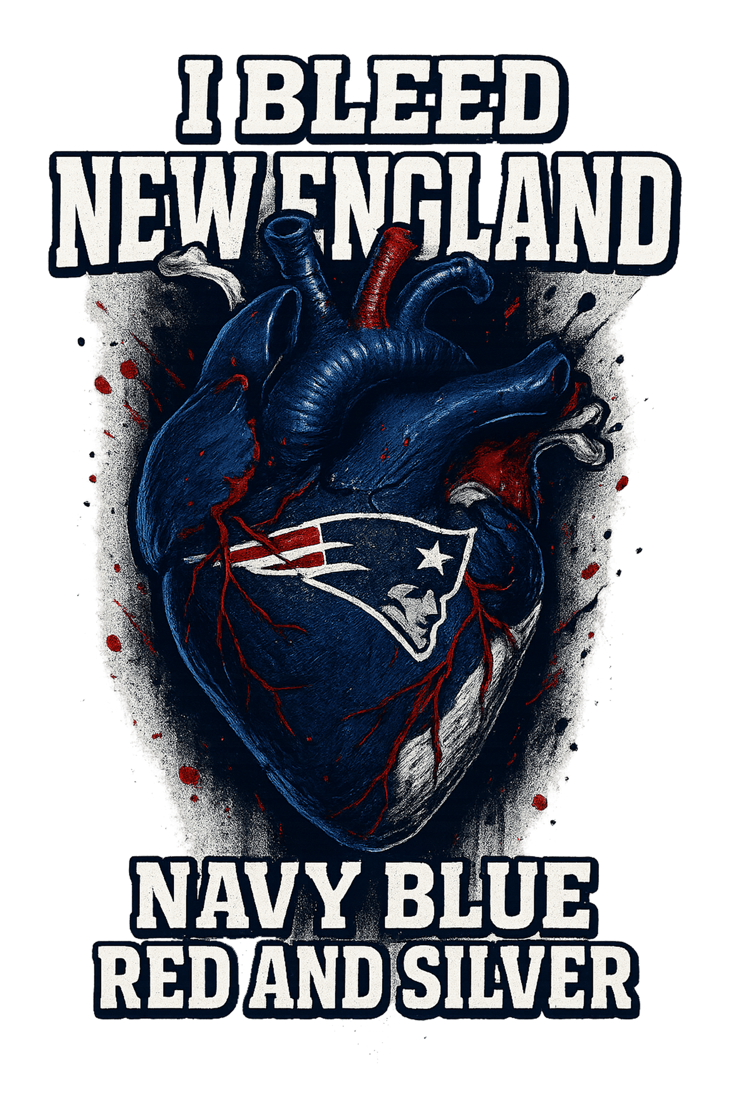 I Bleed Navy Blue Red & Silver - New England