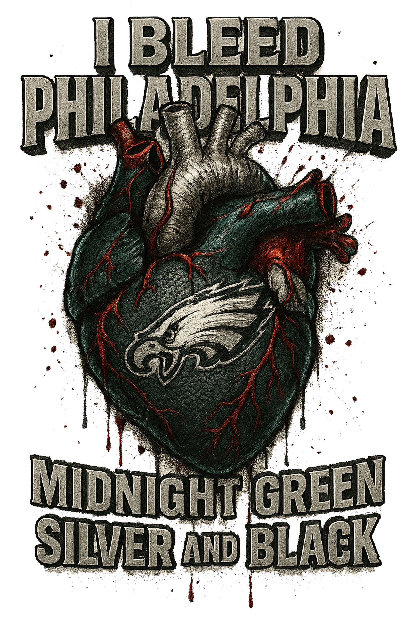 I Bleed Midnight Green Silver & Black - Philadelphia