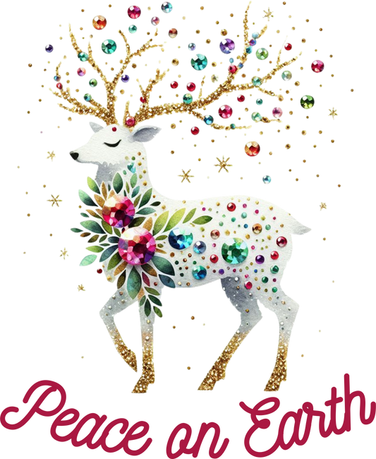 Elegant Rhinestone Deer - Peace On Earth Rhinestone Deer