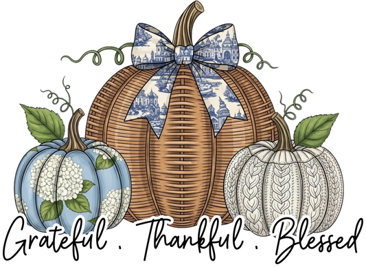 Fall Pumpkins - Blue - Grateful Thankful Blessed