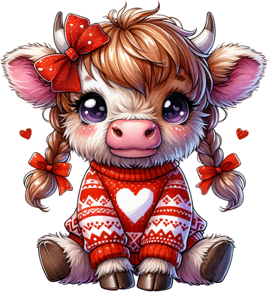 Cute Highland Cow - Red Heart Sweater