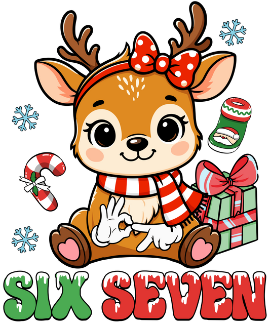 Six Seven Girl Reindeer Christmas