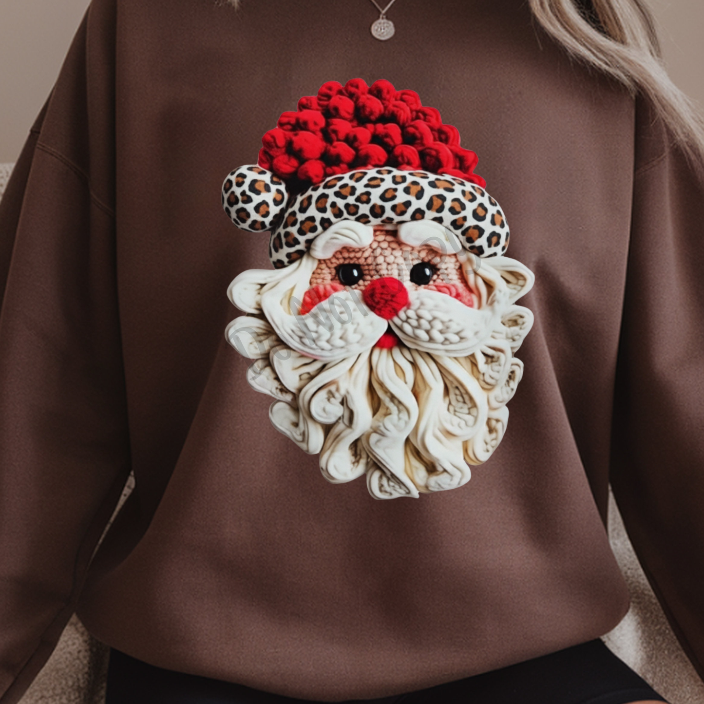Yarn Santa with Cheetah Print Rim Santa Hat