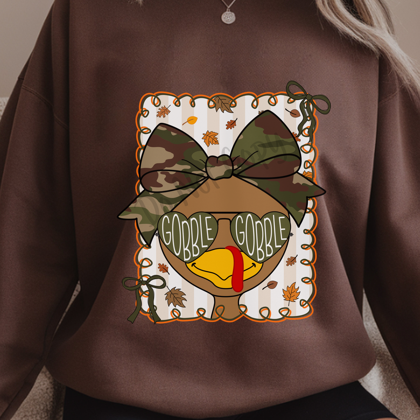 Gobble Gobble Thanksgiving Turkey with Camo Bow