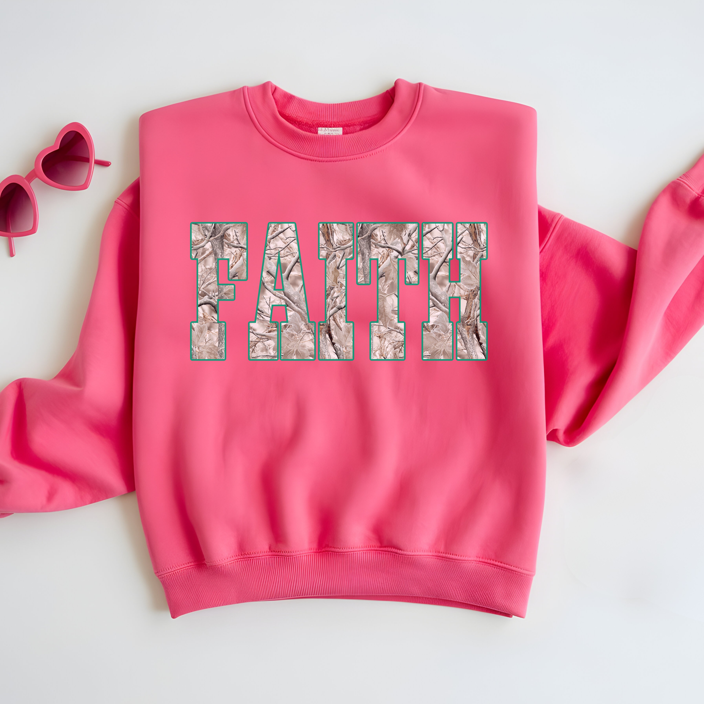 Western Camo Faith - Pink, Orange, Teal Outline Options