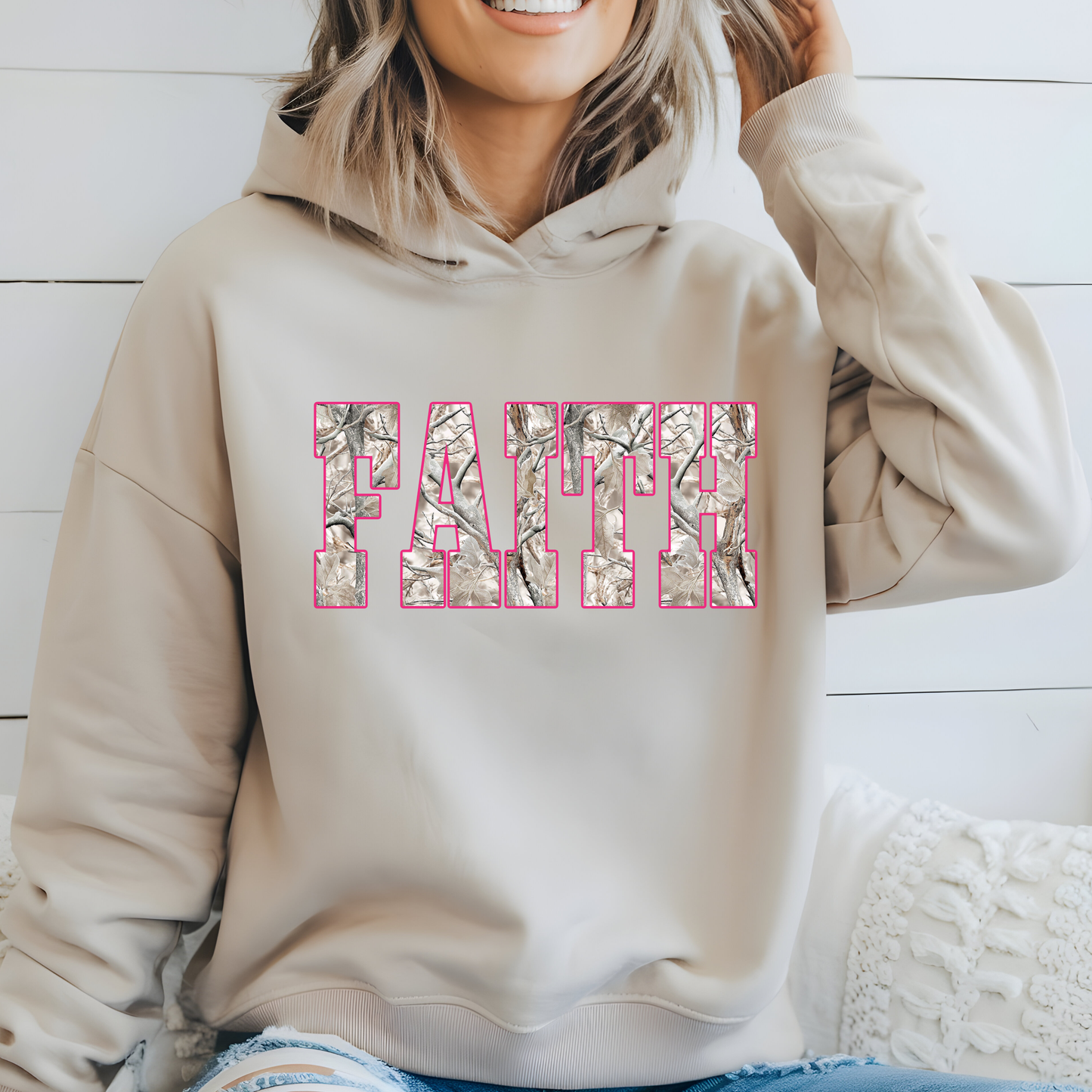 Western Camo Faith - Pink, Orange, Teal Outline Options