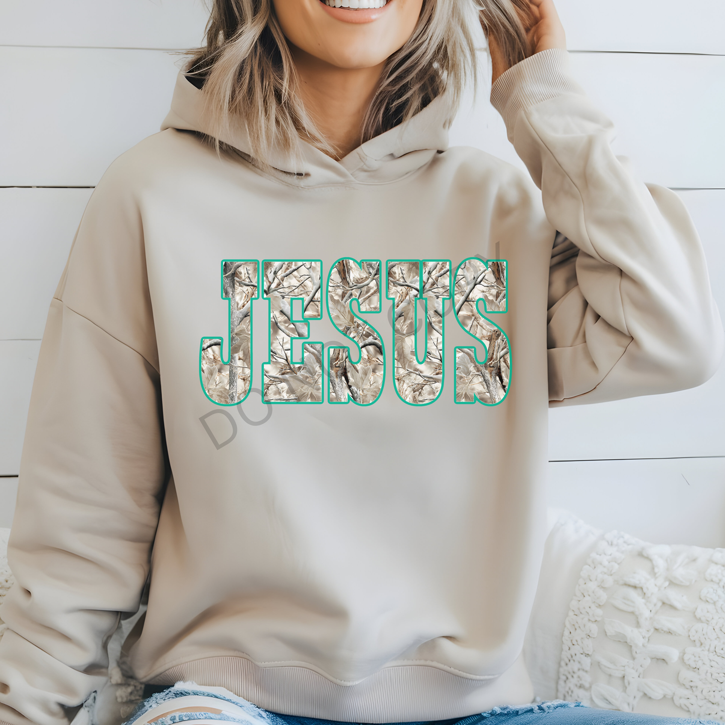Western Camo Jesus - Pink, Orange, Seafoam Green Outline Options