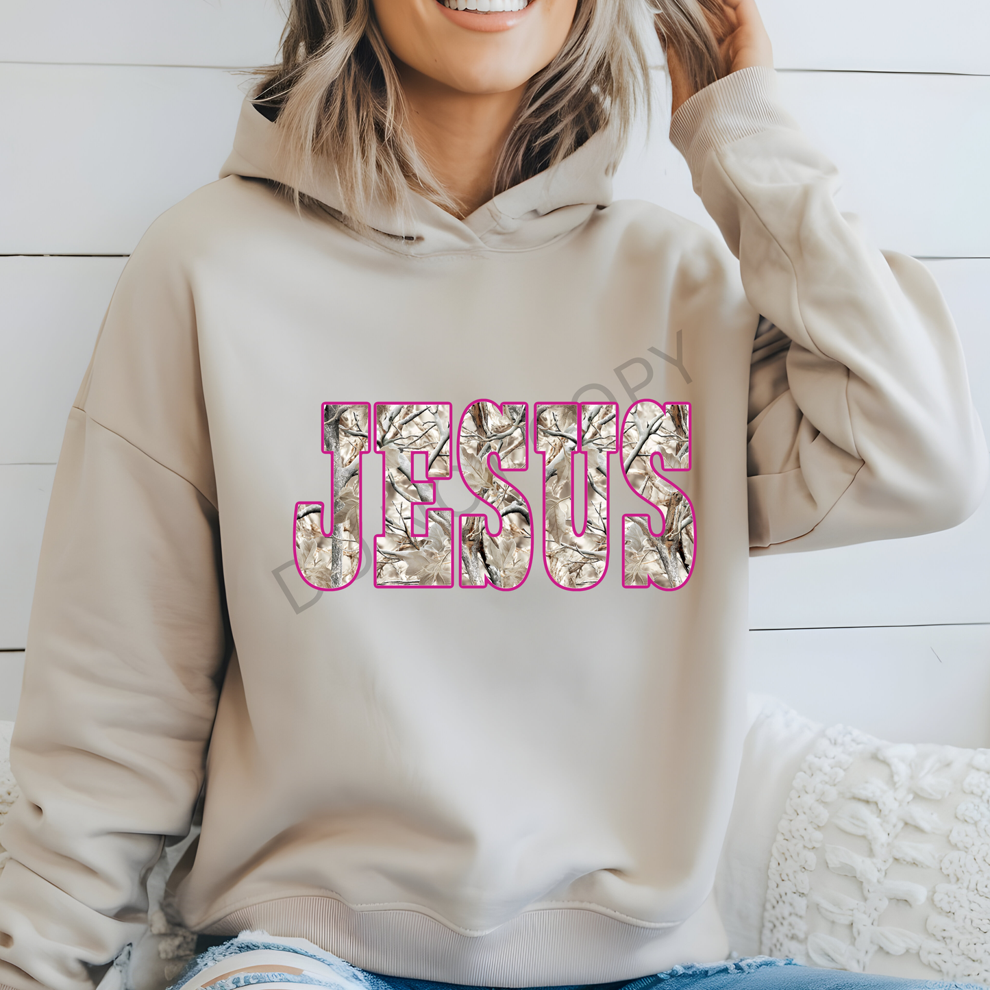 Western Camo Jesus - Pink, Orange, Seafoam Green Outline Options