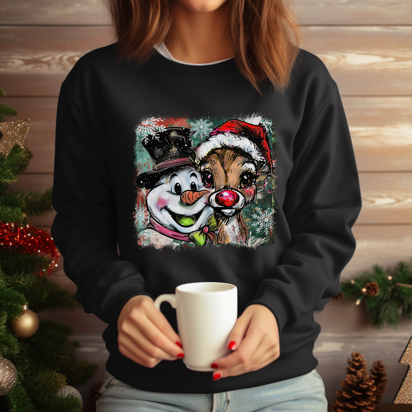 Snowman and Reindeer - Painted Look