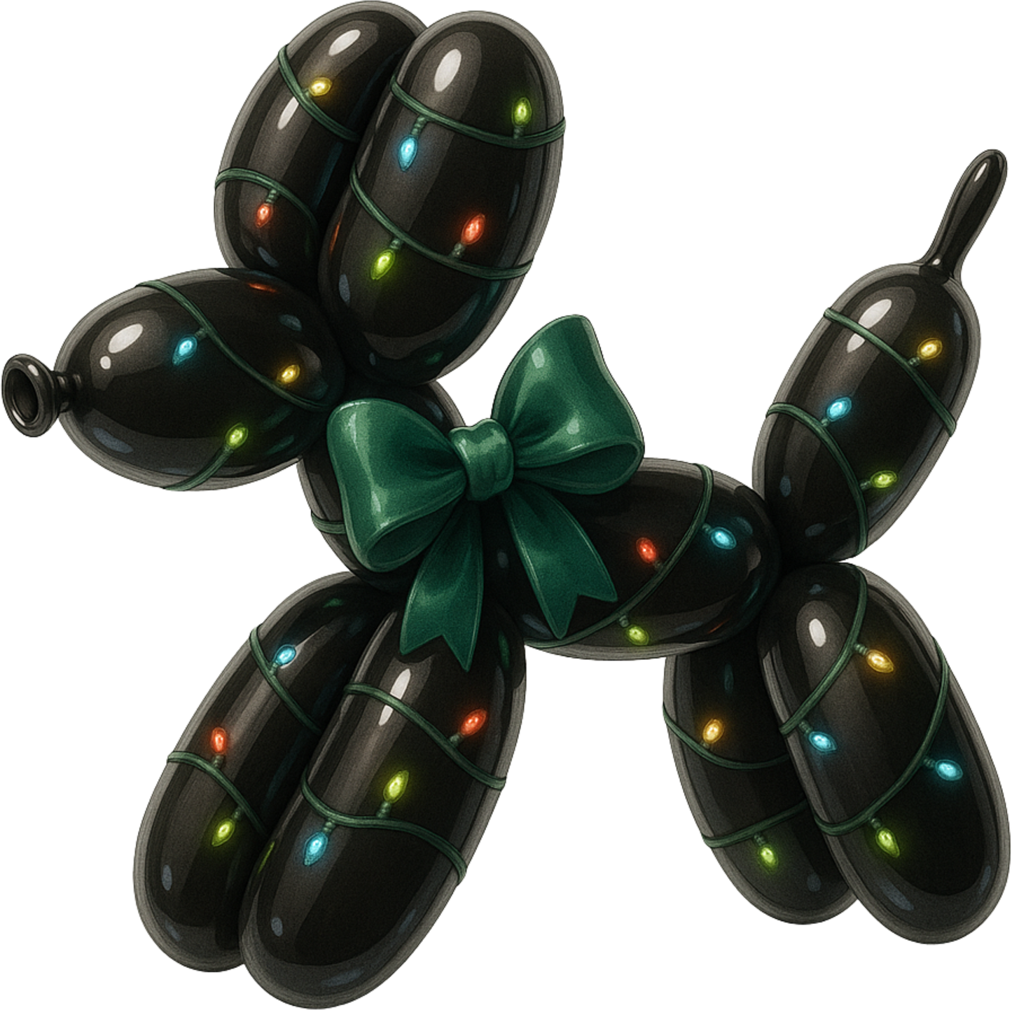 Balloon Dog - Black with Christmas Lights