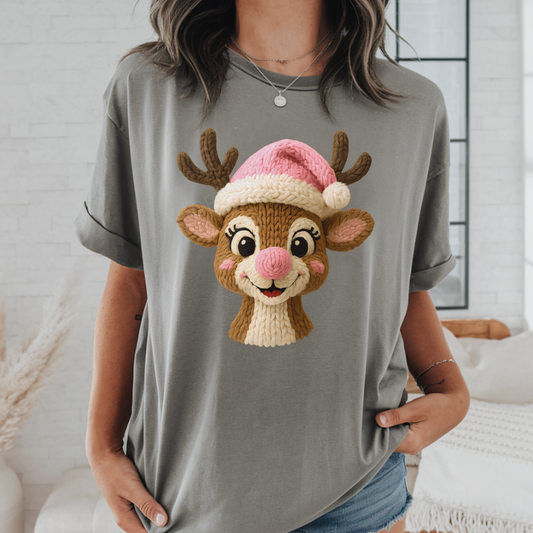 Pink Hat Reindeer Yarn Crochet