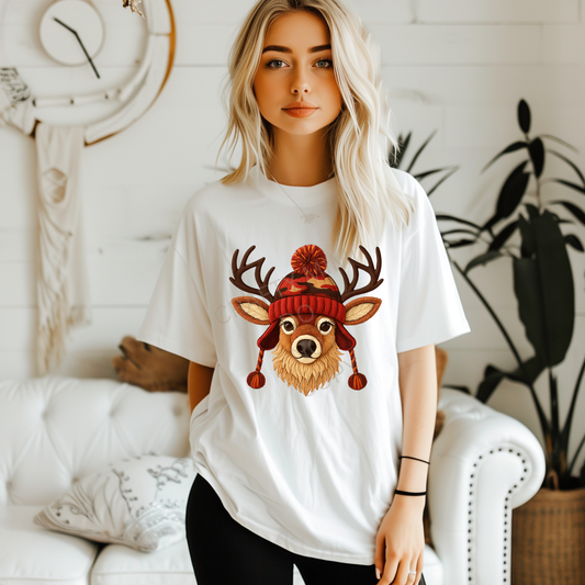 Red Camo Hat Yarn Deer