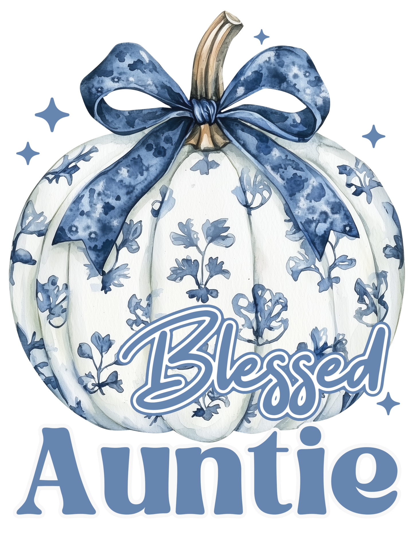 Blue Floral Pumpkin - Blessed - Aunt, Wifey, Nana, Mamaw, Mama, Mimi