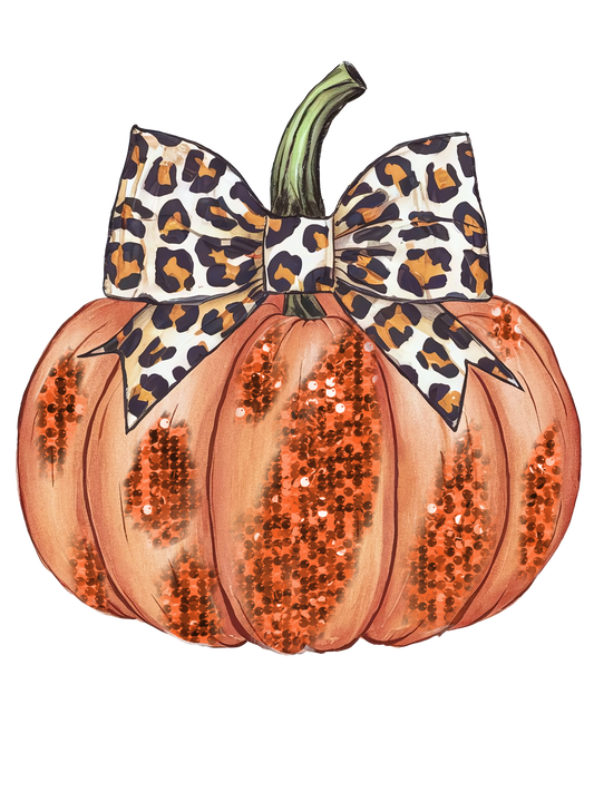 Fall Pumpkin with Leopard Print Bow