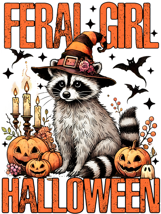 Feral Girl Halloween Witch Racoon