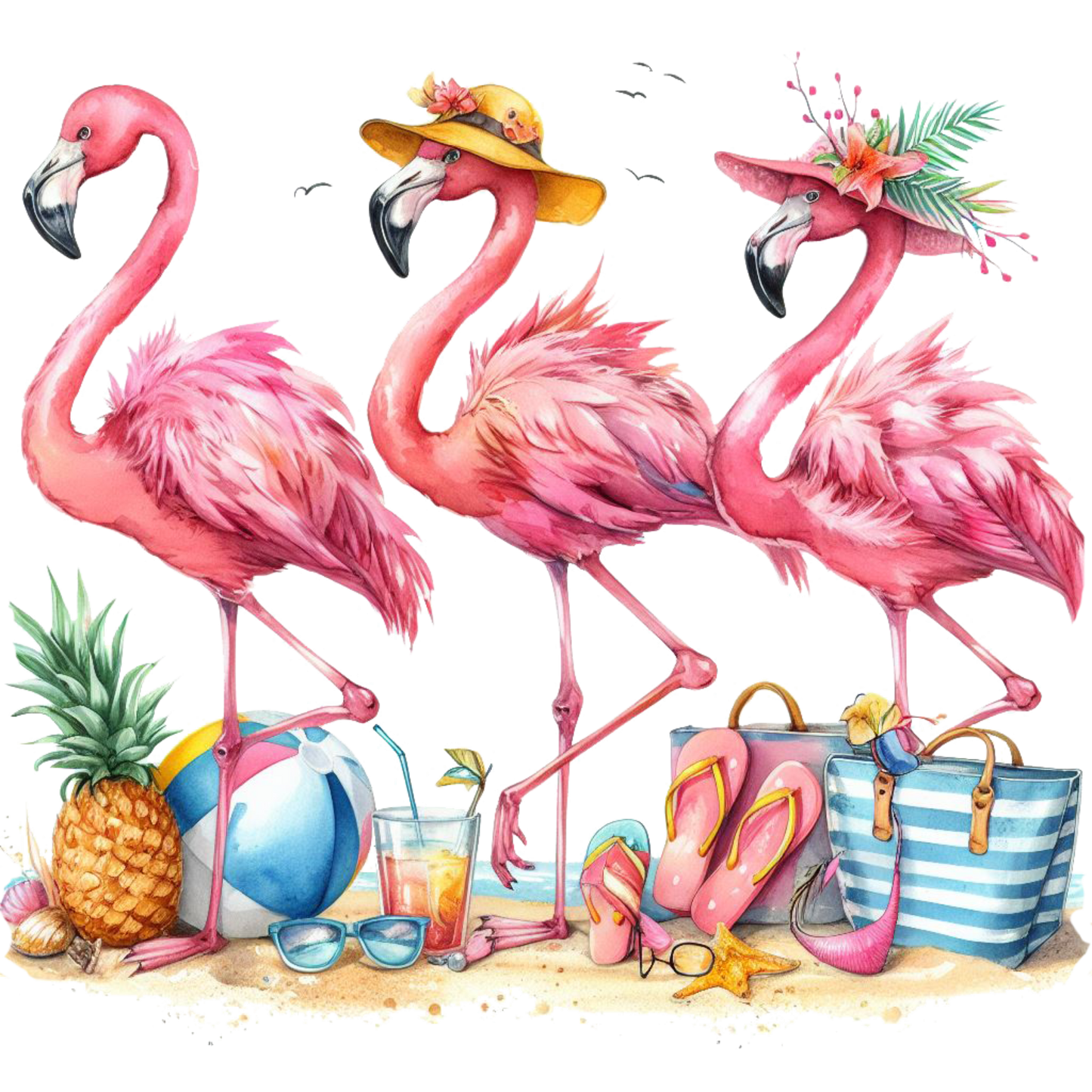 Flamingos On The Beach