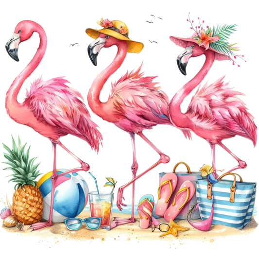Flamingos On The Beach