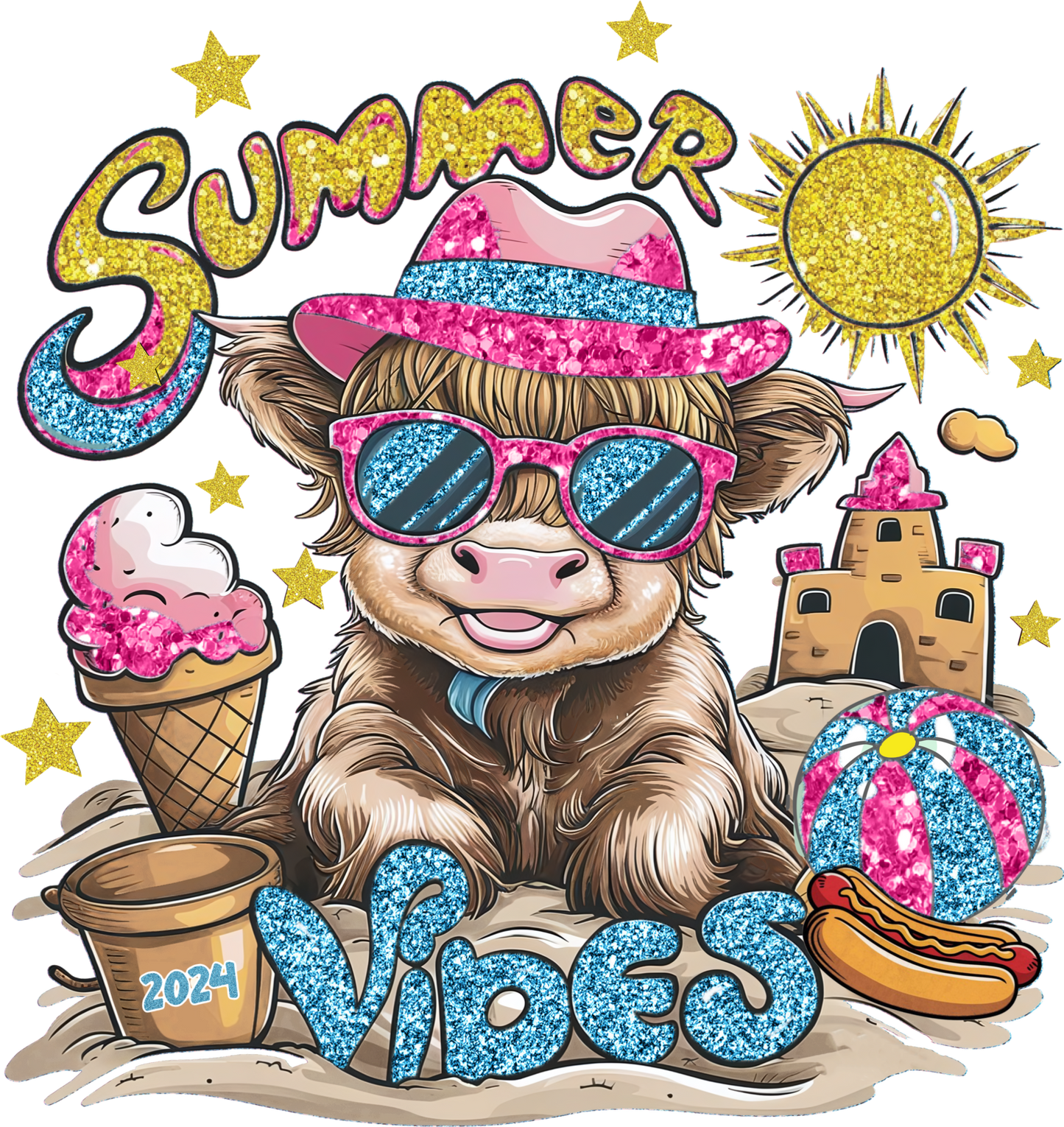 Summer Vibes - Cute Cow At The Beach