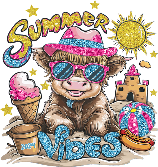 Summer Vibes - Cute Cow At The Beach