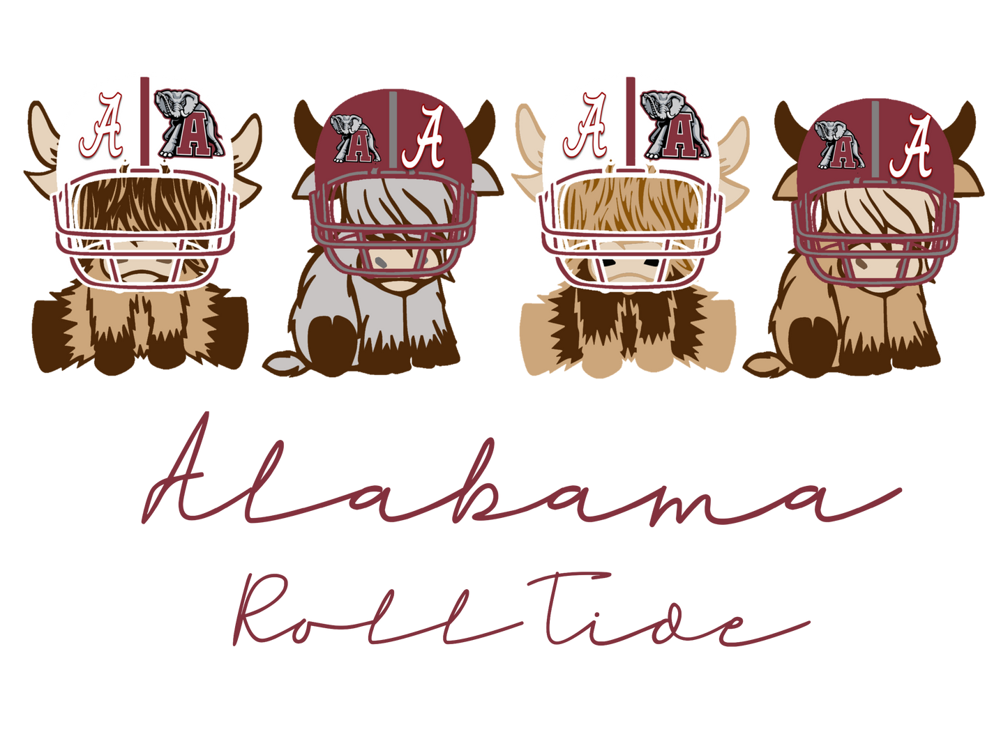Alabama - Roll Tide - Cows in Helmets