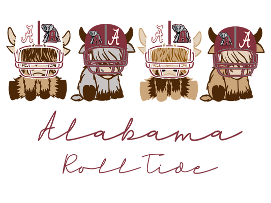 Alabama - Roll Tide - Cows in Helmets