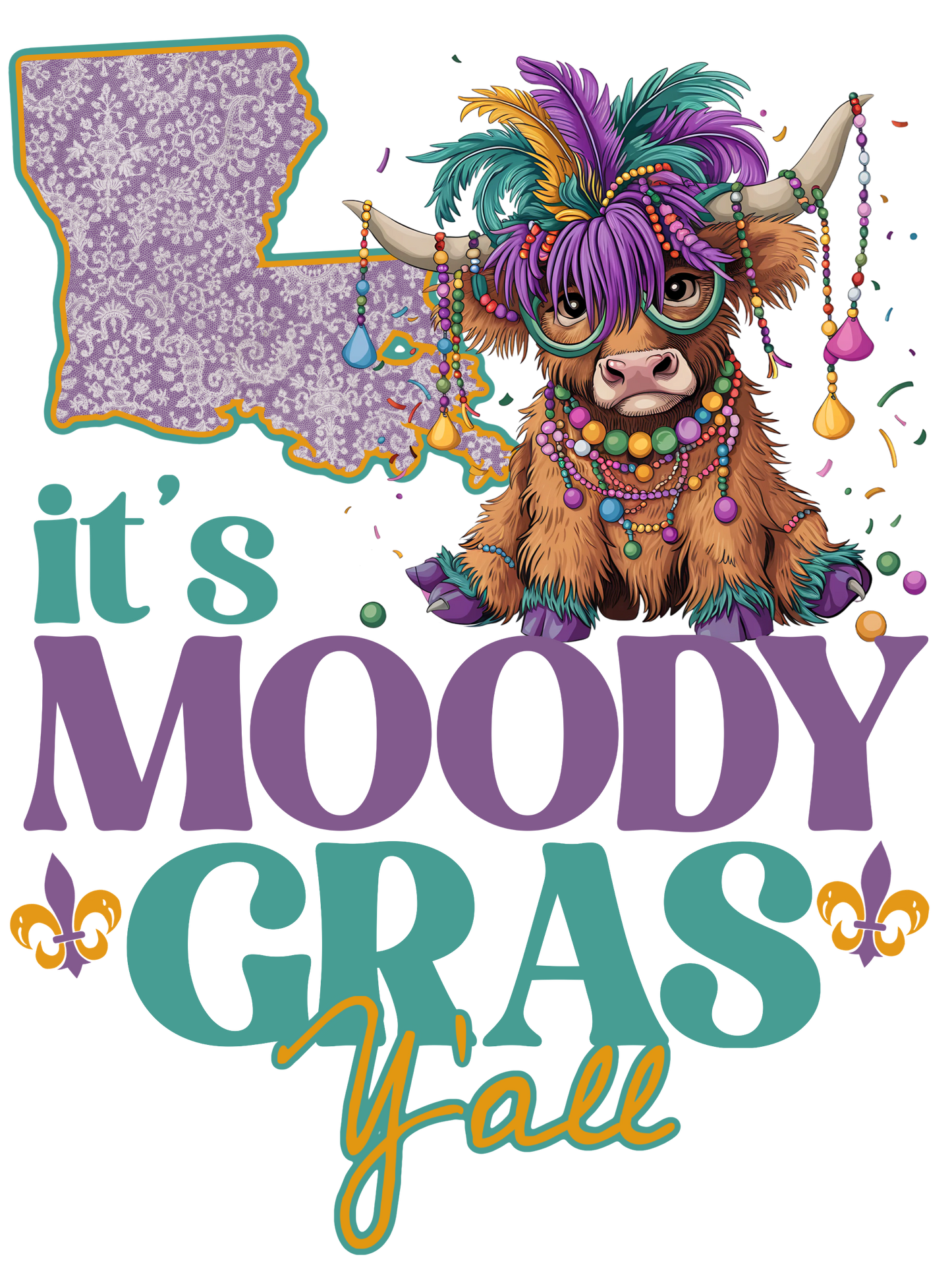 Moody Mardi Gras Cow