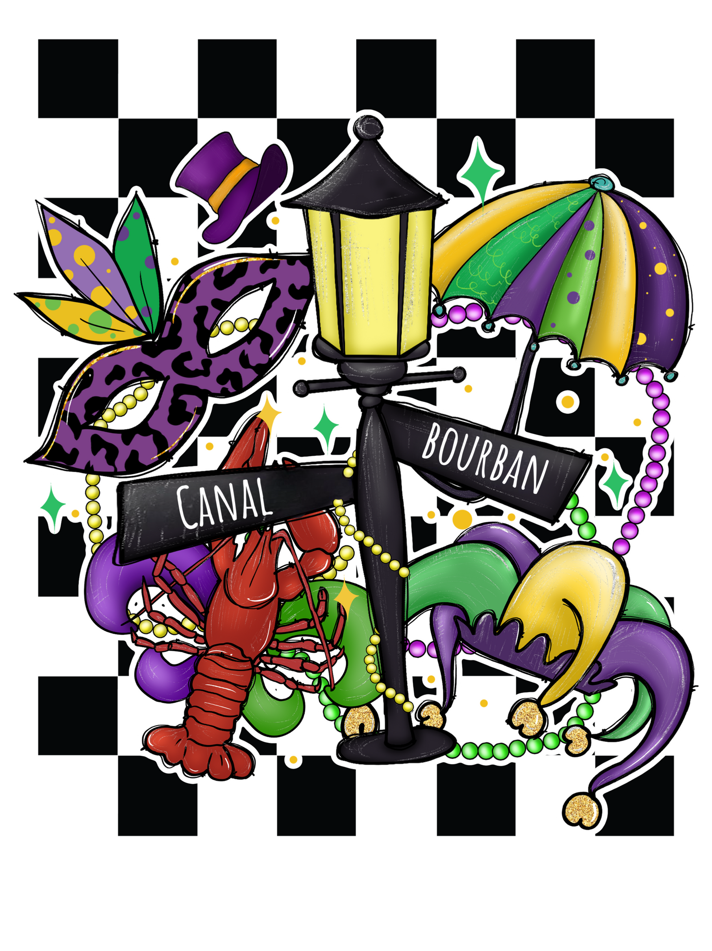 Mardi Gras Checkered