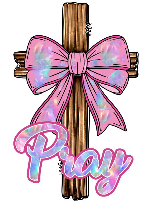 Pink Bow Cross - Pray