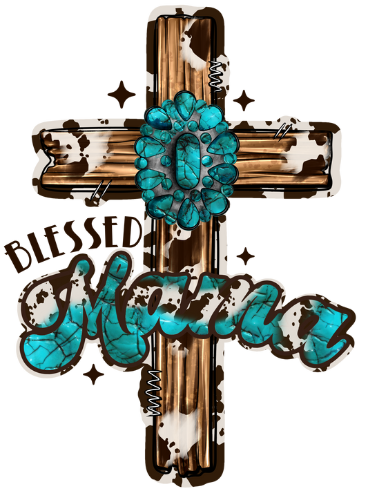 Blessed Mama - Teal Cross