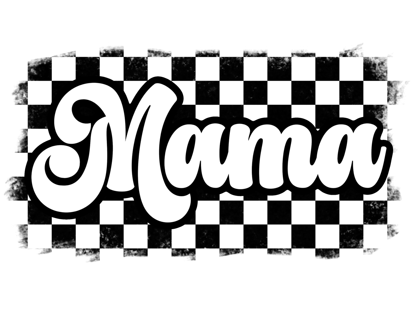 Retro Black & White Checkered Mama, Auntie, Yaya, Mamaw, Gigi, G Ma, Nonnie, Nonna, Nana, Mini, Mimi, Meemaw