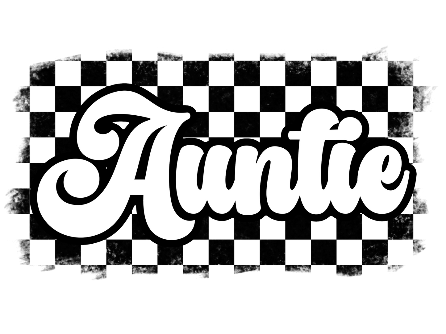 Retro Black & White Checkered Mama, Auntie, Yaya, Mamaw, Gigi, G Ma, Nonnie, Nonna, Nana, Mini, Mimi, Meemaw