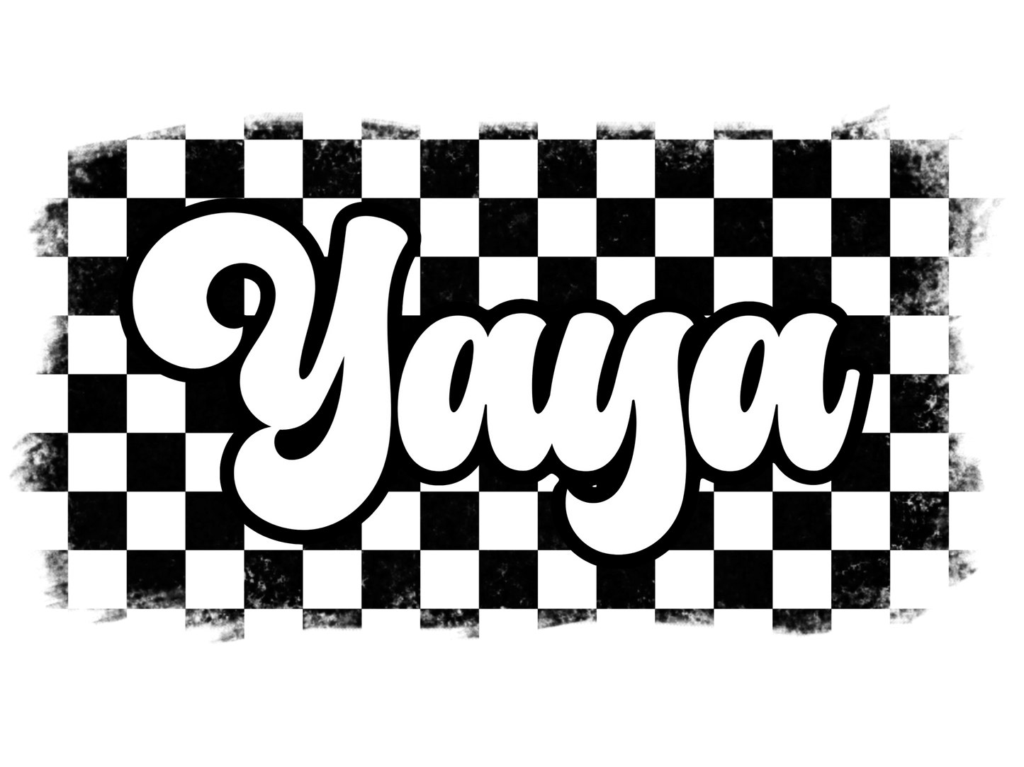 Retro Black & White Checkered Mama, Auntie, Yaya, Mamaw, Gigi, G Ma, Nonnie, Nonna, Nana, Mini, Mimi, Meemaw