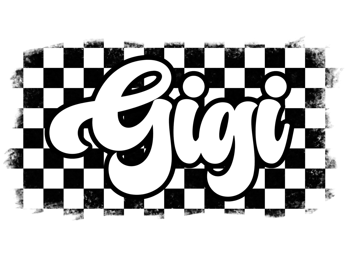 Retro Black & White Checkered Mama, Auntie, Yaya, Mamaw, Gigi, G Ma, Nonnie, Nonna, Nana, Mini, Mimi, Meemaw