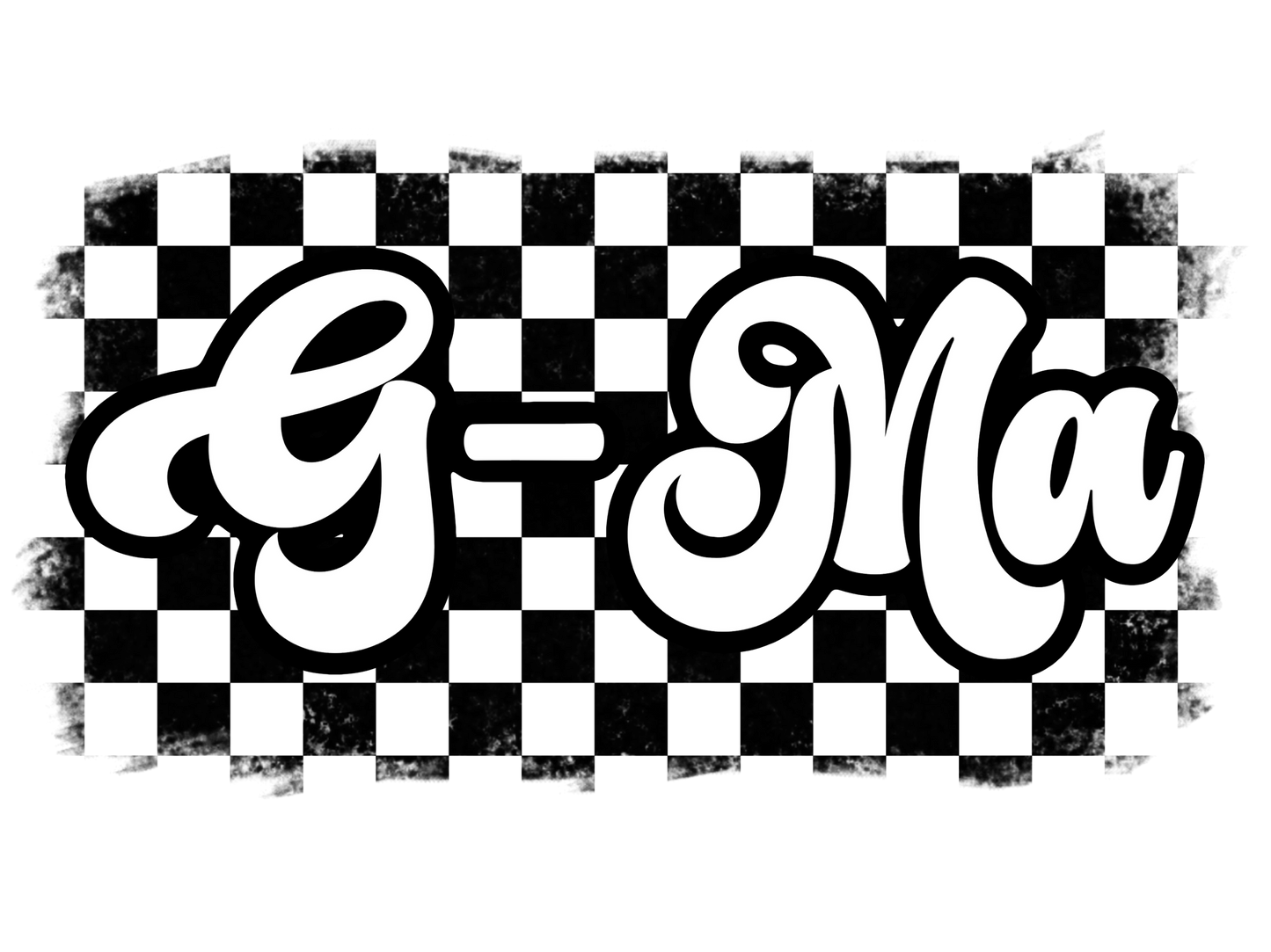 Retro Black & White Checkered Mama, Auntie, Yaya, Mamaw, Gigi, G Ma, Nonnie, Nonna, Nana, Mini, Mimi, Meemaw