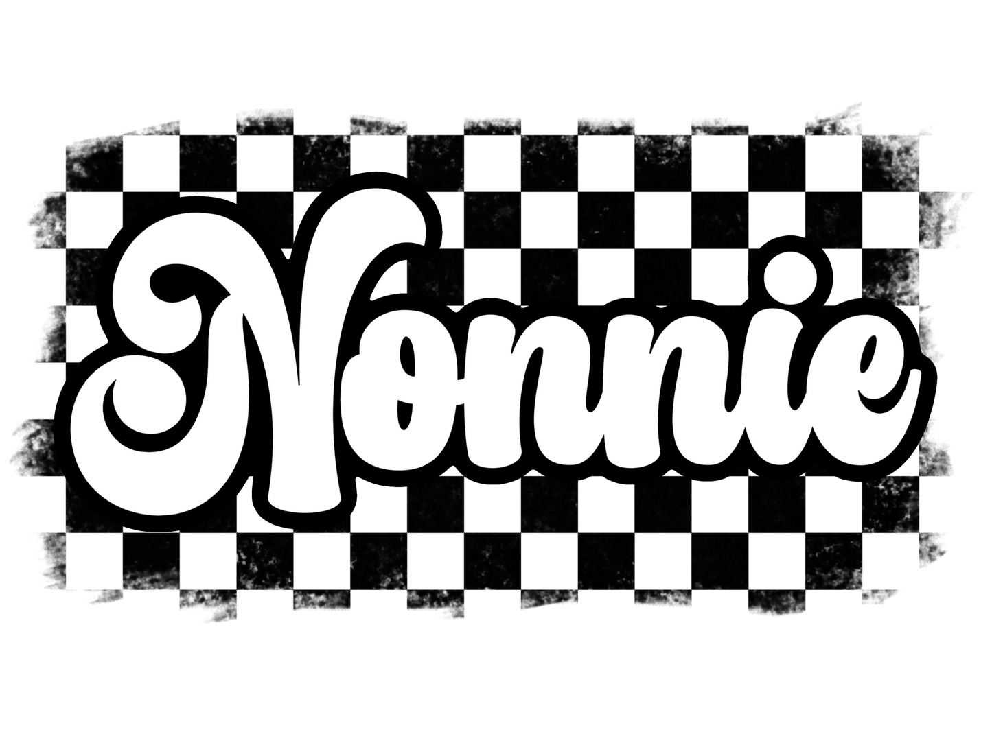 Retro Black & White Checkered Mama, Auntie, Yaya, Mamaw, Gigi, G Ma, Nonnie, Nonna, Nana, Mini, Mimi, Meemaw