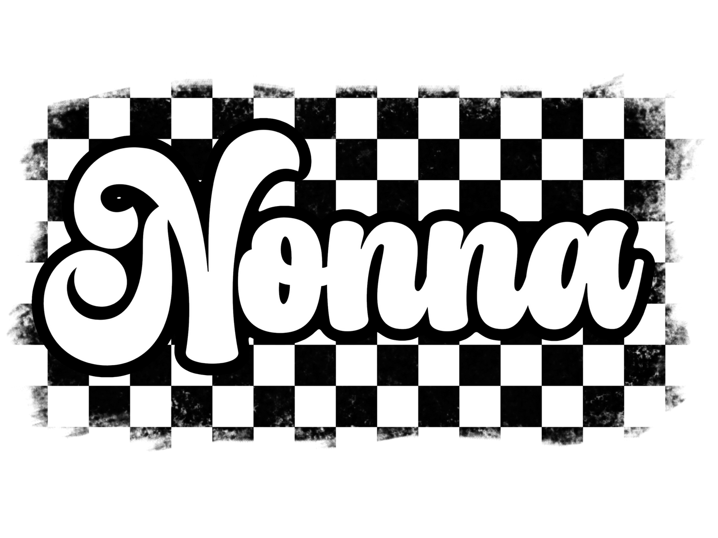 Retro Black & White Checkered Mama, Auntie, Yaya, Mamaw, Gigi, G Ma, Nonnie, Nonna, Nana, Mini, Mimi, Meemaw