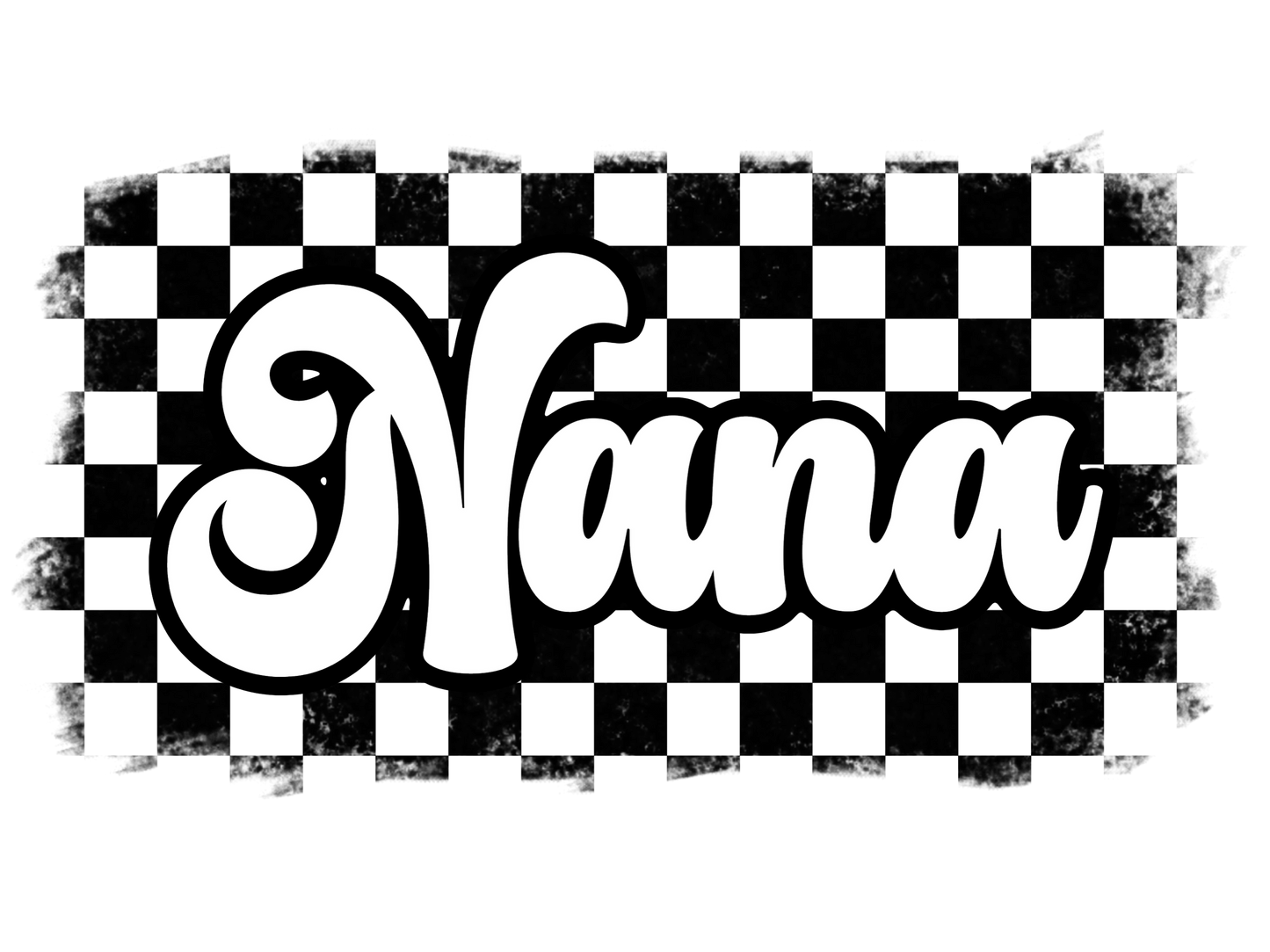 Retro Black & White Checkered Mama, Auntie, Yaya, Mamaw, Gigi, G Ma, Nonnie, Nonna, Nana, Mini, Mimi, Meemaw